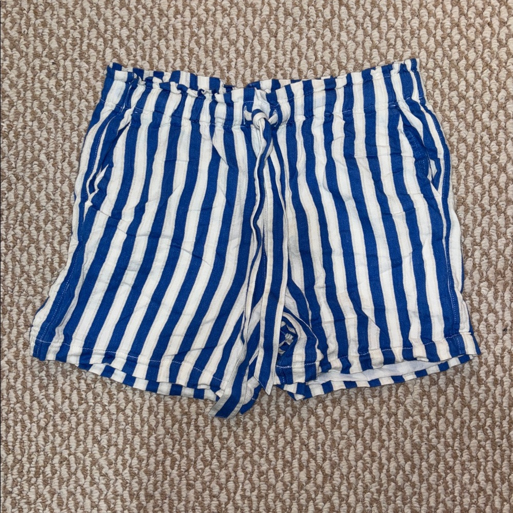 Blue and White Striped Shorts